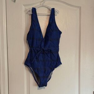 summersalt Deep V One-Piece Swimsuit in Navy Blue